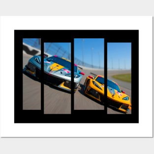 Dual C8.R racecars on Daytona International Speedway race track Supercar Sports car C8 Racing car Posters and Art